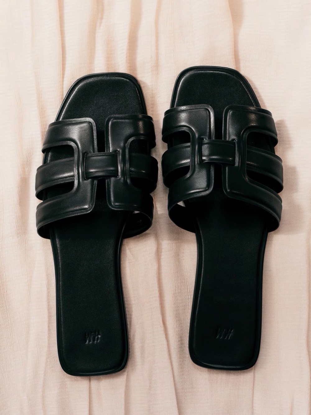 H&M Black Slide Mules with Interwoven Straps